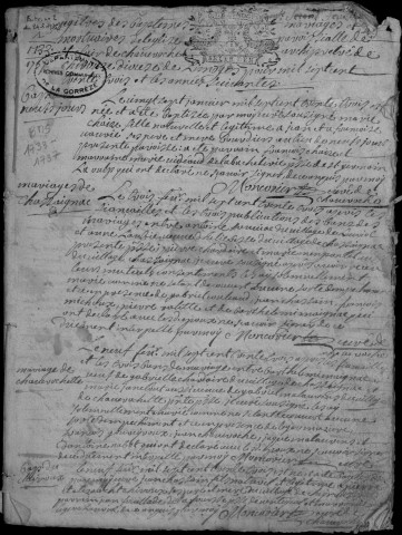 Baptêmes, mariages, sépultures (1733-1772)