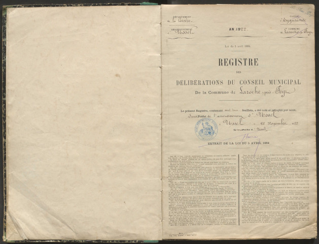 Délibérations du conseil municipal. 04 novembre 1922-16 juin 1957