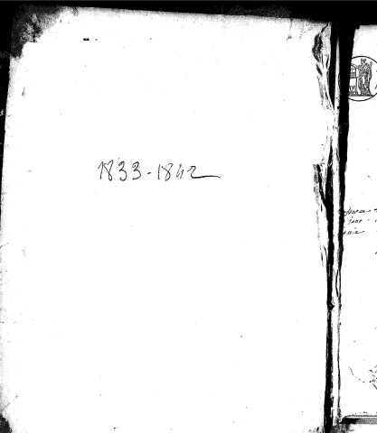 Naissances, mariages, décès (1833-1842)