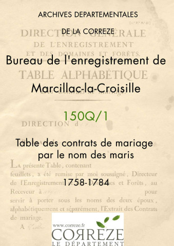 Table des contrats de mariage par le nom des maris