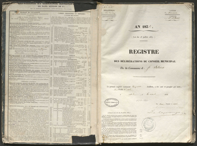 Délibérations du conseil municipal. 20 mai 1838-17 mai 1863