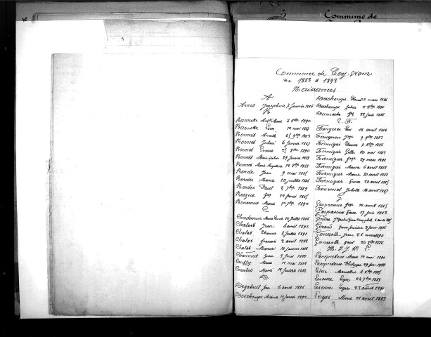 Tables décennales des naissances (1883-1892)