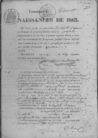 Naissances, mariages, décès (1863-1872)