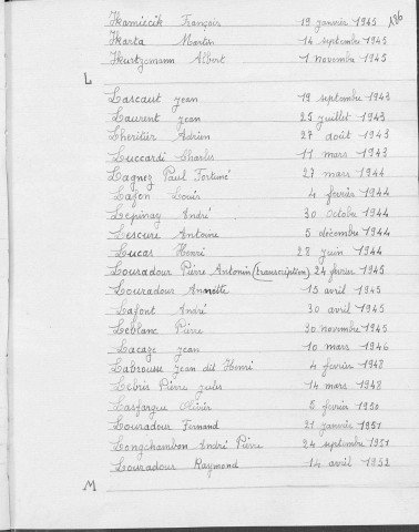 Tables décennales des naissances (1903-1912)