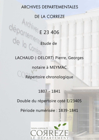 Répertoire chronologique : 1807-1841
