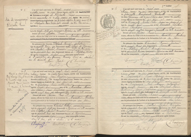 Naissances, mariages, décès (1903-1912).