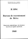 Classe 1868 : table alphabétique du contingent et de la garde nationale mobile.
