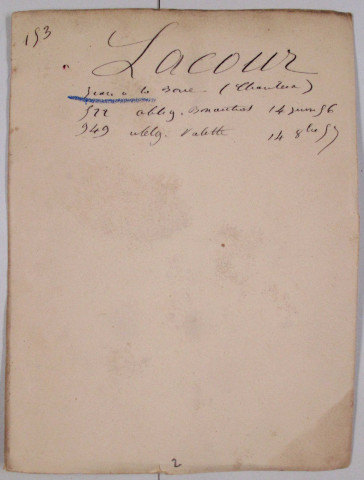 Répertoire alphabétique sur fiches : Lacour-Lamoure