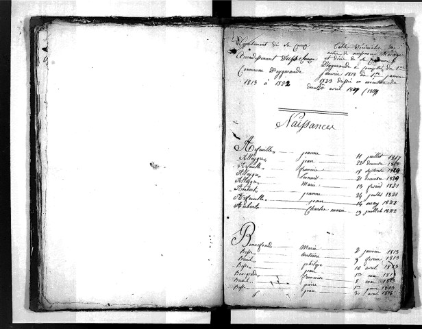 Tables décennales des décès (1813-1822)