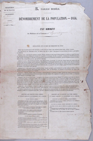 Population : listes nominatives (1856-1962), mouvements de population (1888-1895), feuille récapitulative de la population de la commune (1954).