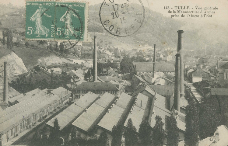 Tulle : "143 - Tulle - Vue générale de la Manufacture d'armes prise de l'Ouest à l'Est".