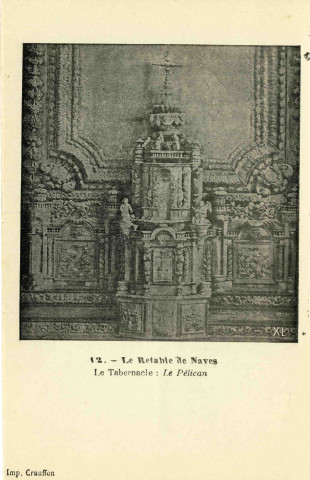 "12. - Le retable de Naves. Le Tabernacle : Le Pélican".