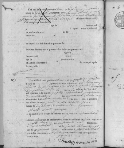 Naissances, mariages, décès (1843-1852)