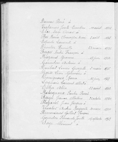 Tables décennales des mariages (1943-1952)