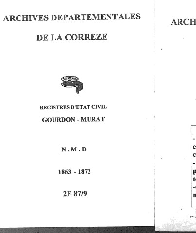 Naissances, mariages, décès (1863-1872)