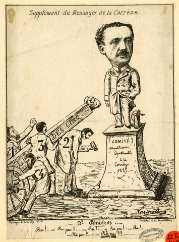 Caricature du Docteur Pénières Raymond Etienne Lucien Michel.