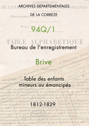 Table alphabétique des enfants mineurs ou émancipés