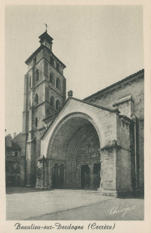 Beaulieu-sur-Dordogne : "Beaulieu-sur-Dordogne (Corrèze) - 5357. - Le clocher et le portail (XIIe et XIIIe s.)".
