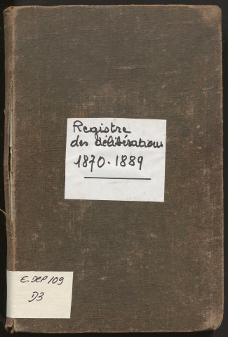 Délibérations du conseil municipal. 28 décembre 1870-28 avril 1889