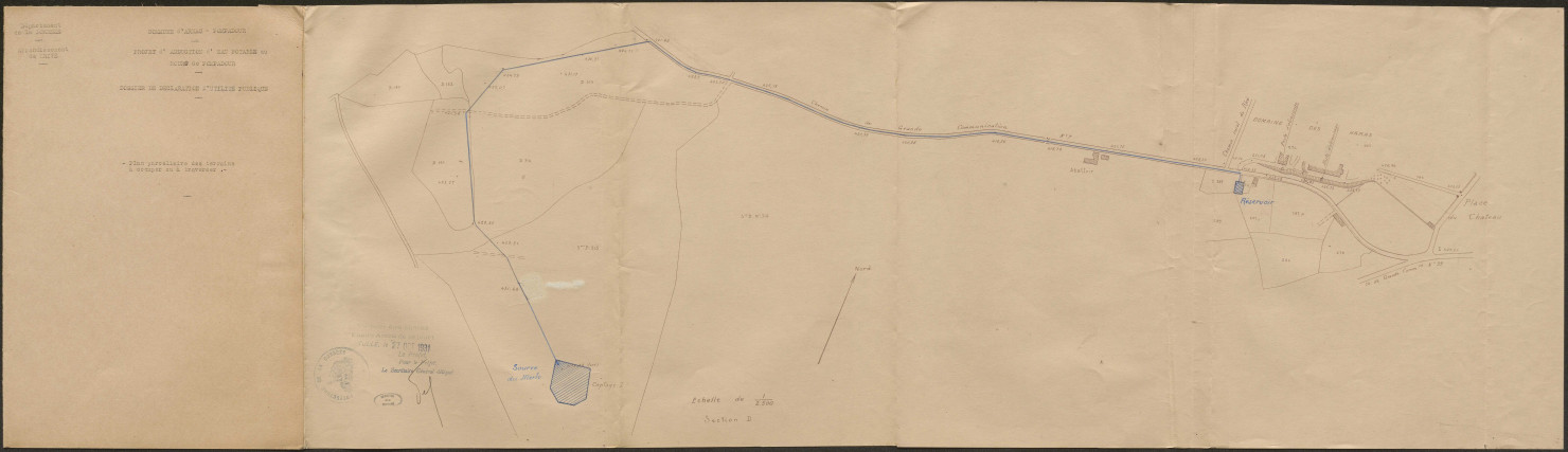 Bureau de poste, puits, fontaines, lavoirs. Adduction d'eau. Eclairage public. Lotissement du pré Pallier.
