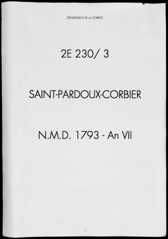 Naissances, mariages, décès (1793-1802)