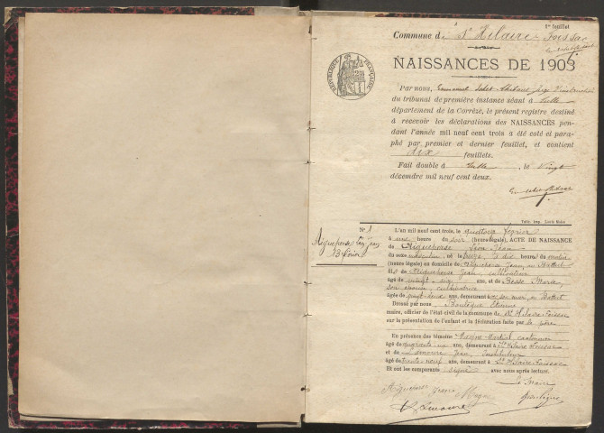Naissances (1903-1921).