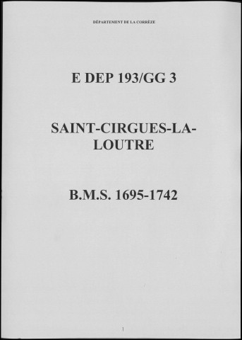 Baptêmes, mariages, sépultures (1695-1742)
