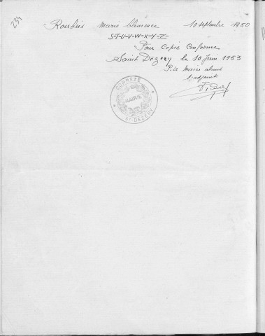 Tables décennales des mariages (1943-1952)