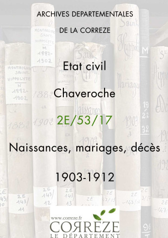 Naissances, mariages, décès (1903-1912).