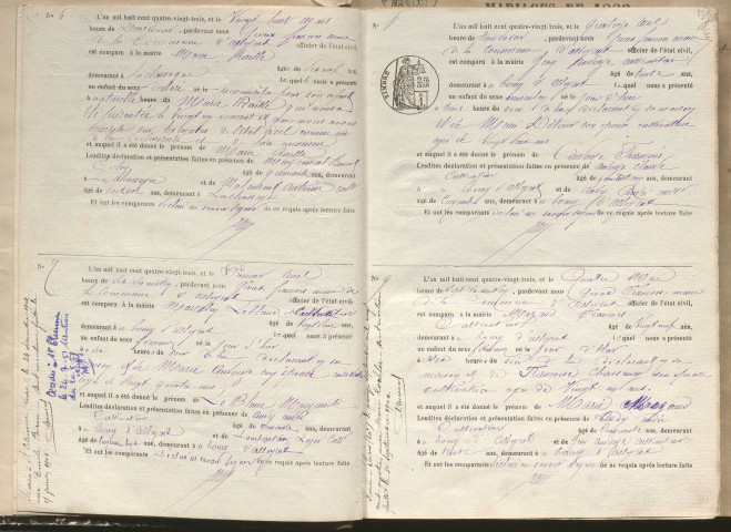 Naissances, mariages, décès (1883-1892)