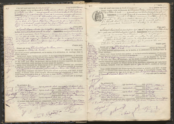 Mariages (1903-1921).