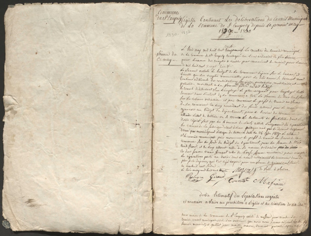 Délibérations du conseil municipal. 3 mai 1830-8 mai 1837