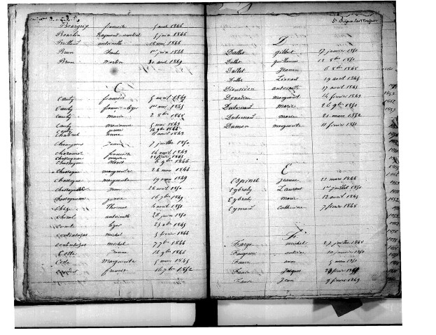Tables décennales des décès (1843-1852)