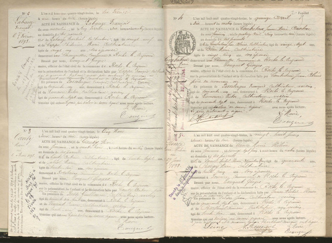 Naissances, mariages, décès (1893-1902)