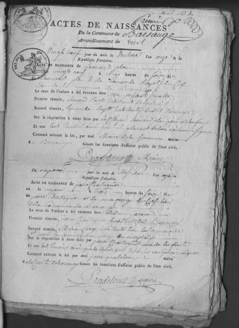 Naissances, mariages, décès (1803-1812)