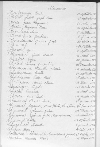 Tables décennales des naissances (1923-1932)