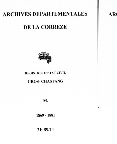 Mariages (1869-1881)
