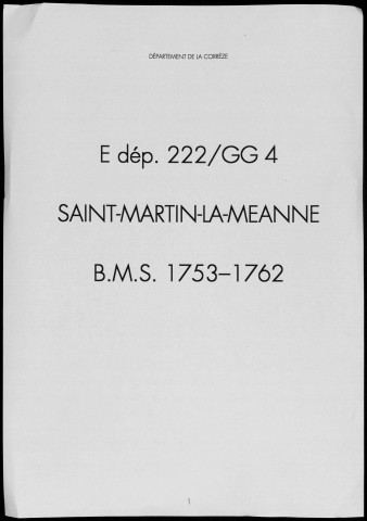 Baptêmes, mariages, sépultures (1753-1762)