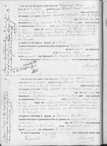 Naissances, mariages, décès (1883-1892)