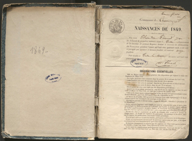 Naissances (1849-1868)