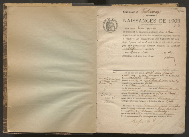 Naissances (1903-1922).