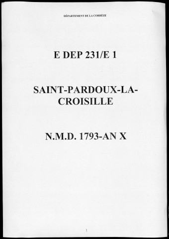 Naissances, mariages, décès (1793-1802)