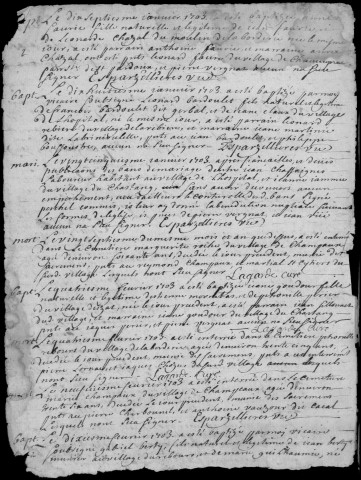 Baptêmes, mariages, sépultures (1703-1732)
