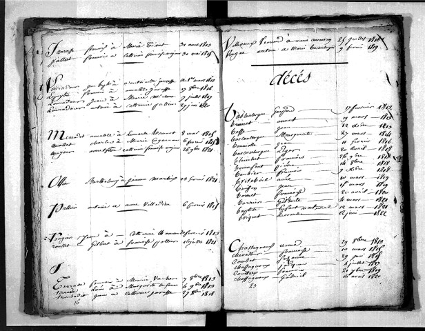 Tables décennales des décès (1813-1822)