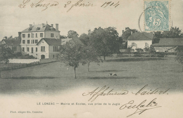 Le Lonzac : "Le Lonzac - Mairie et écoles, vue prise de la Jugie".