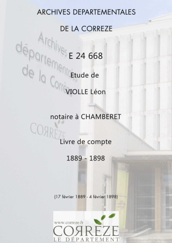 Livre de compte : 17 février 1889-4 février 1898