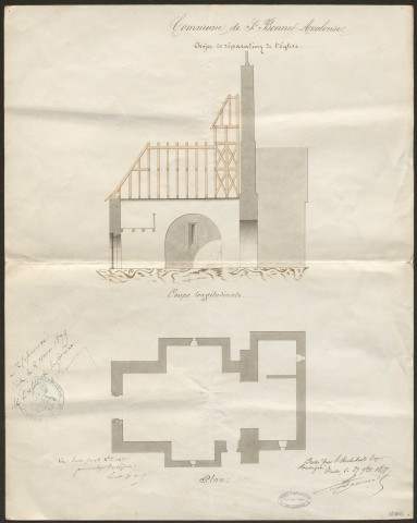 Eglise. Presbytère. Cimetière. Adduction d'eau.