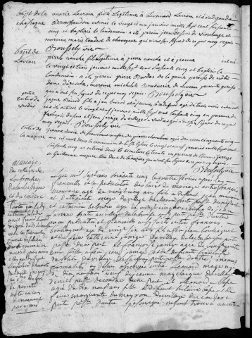 Baptêmes, mariages, sépultures (1765-1792)