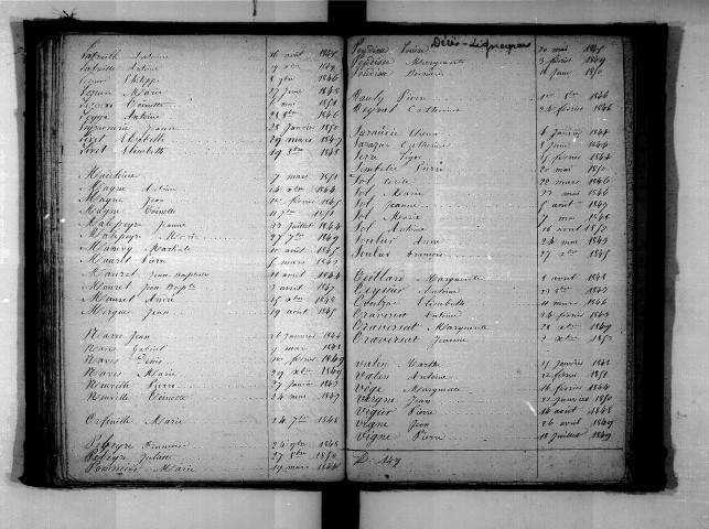 Tables décennales des décès (1843-1852)