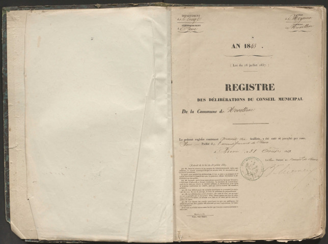 Délibérations du conseil municipal. 13 septembre 1863-26 janvier 1871
